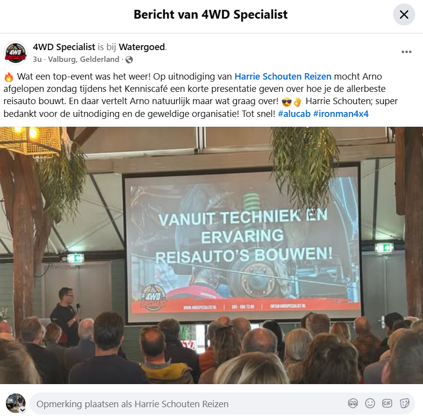 Bericht van 4WD Specialist over hun presentatie op het Kenniscafé